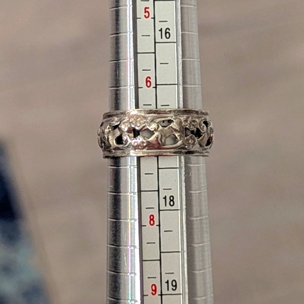 Antique Art Nouveau Sterling Silver Ornate Reticulated Open Band - Picture 2 of 5